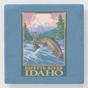 Fly Fishing Scene - Payette River, Idaho Stone Coaster
