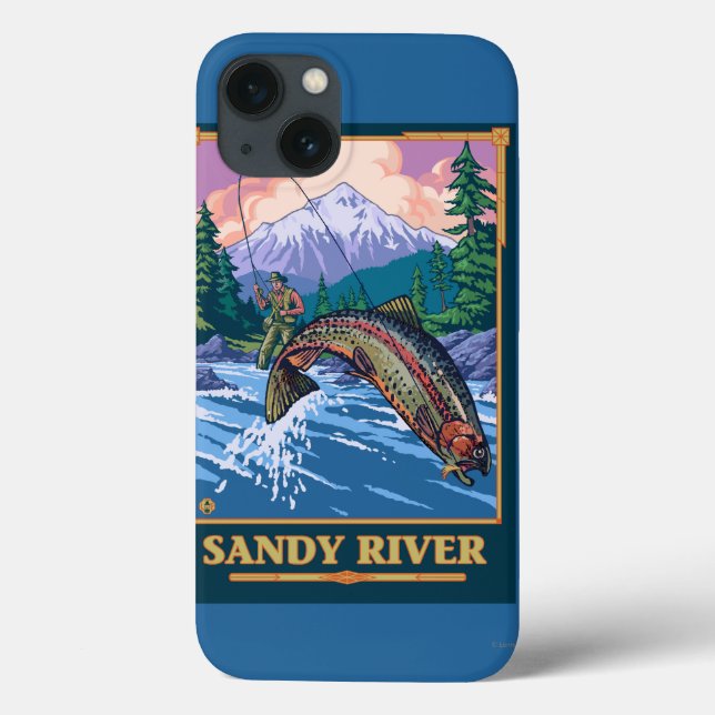 Fly Fishing Scene - Sandy River, Oregon Case-Mate iPhone Case (Back)