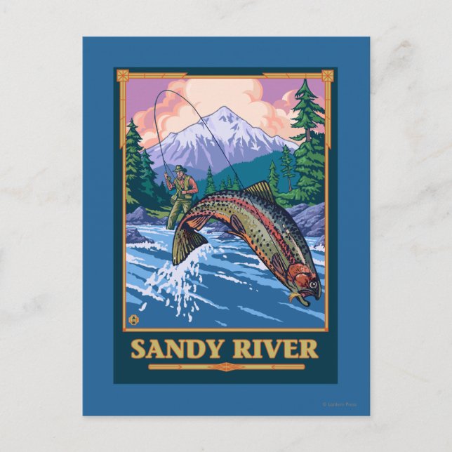 Fly Fishing Scene - Sandy River, Oregon Postcard (Front)