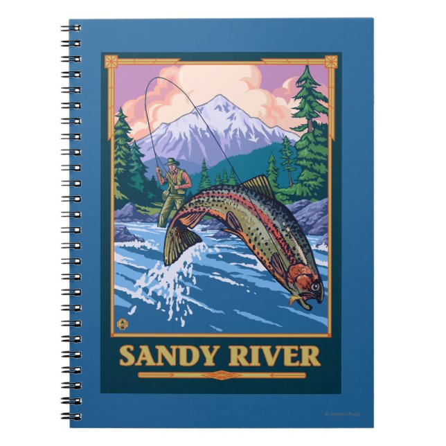 Fly Fishing Scene - Sandy River, Oregon Spiral Notebook (Front)