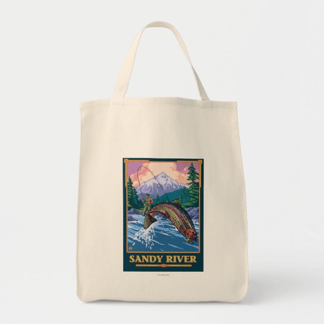 Fly Fishing Scene - Sandy River, Oregon Tote Bag (Front)