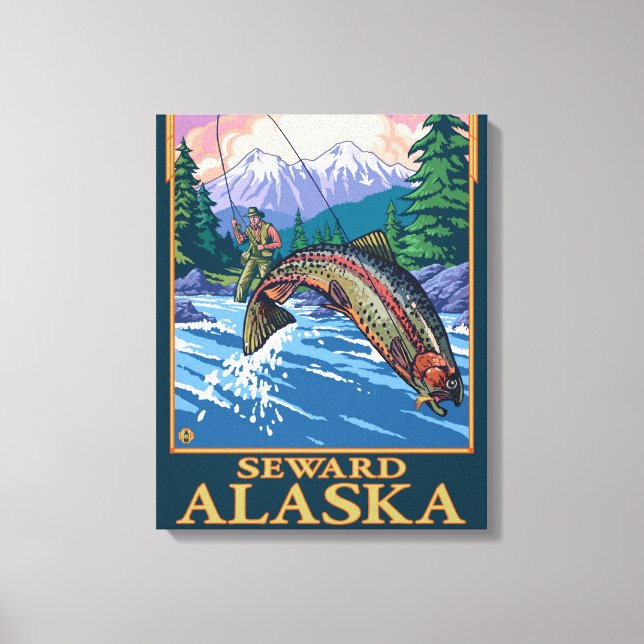 Fly Fishing Scene - Seward, Alaska Canvas Print (Front)