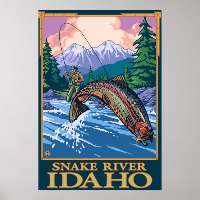 Fly Fishing Scene - Snake River, Idaho Poster (Front)