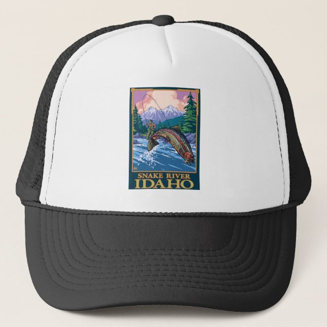 Fly Fishing Scene - Snake River, Idaho Trucker Hat (Front)