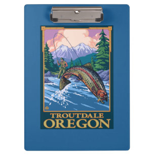 Fly Fishing Scene - Troutdale, Oregon Clipboard