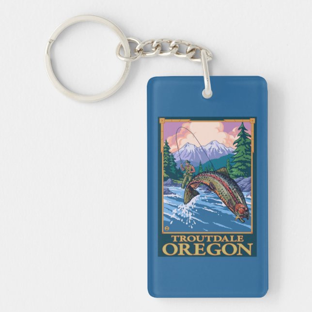 Fly Fishing Scene - Troutdale, Oregon Key Ring (Front)