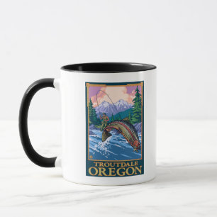 Fly Fishing Scene - Troutdale, Oregon Mug