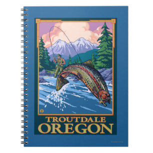Fly Fishing Scene - Troutdale, Oregon Spiral Notebook