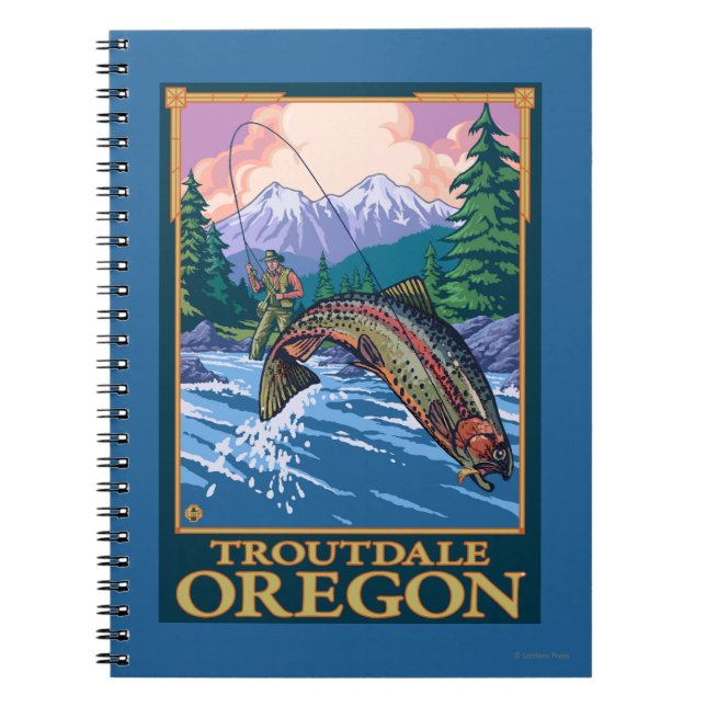 Fly Fishing Scene - Troutdale, Oregon Spiral Notebook (Front)