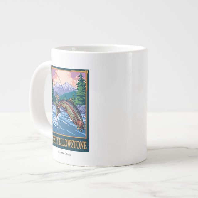 Fly Fishing Scene - West Yellowstone Large Coffee Mug (Front Left)