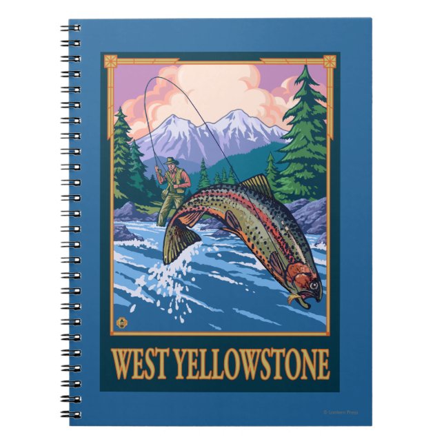 Fly Fishing Scene - West Yellowstone Spiral Notebook (Front)