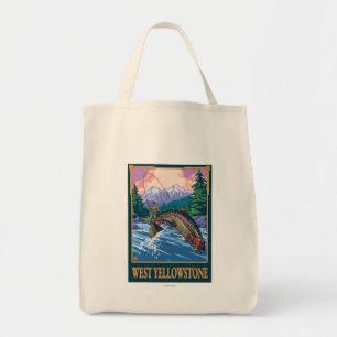 Fly Fishing Scene - West Yellowstone Tote Bag