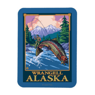 Fly Fishing Scene - Wrangell, Alaska Magnet