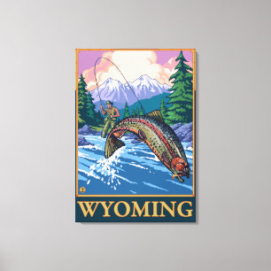 Fly Fishing Scene - Wyoming Canvas Print