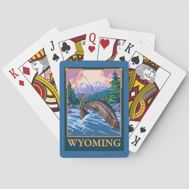 Fly Fishing Scene - Wyoming Playing Cards (Back)