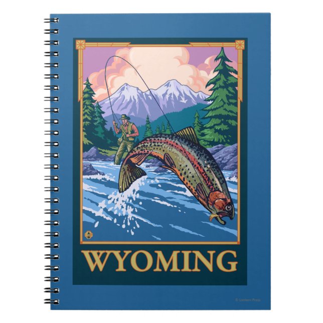 Fly Fishing Scene - Wyoming Spiral Notebook (Front)