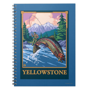 Fly Fishing Scene - Yellowstone National Park Spiral Notebook