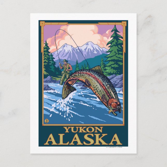 Fly Fishing Scene - Yukon, Alaska Postcard (Front)