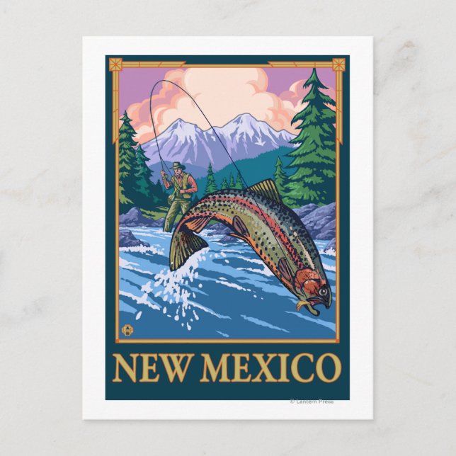 Fly Fishing SceneNew Mexico Postcard (Front)