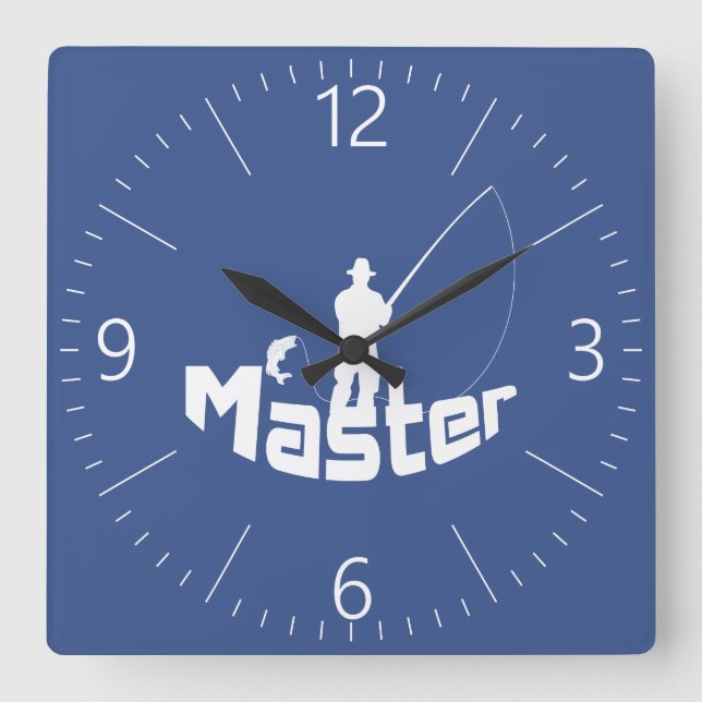 Fly fishing square wall clock (Front)