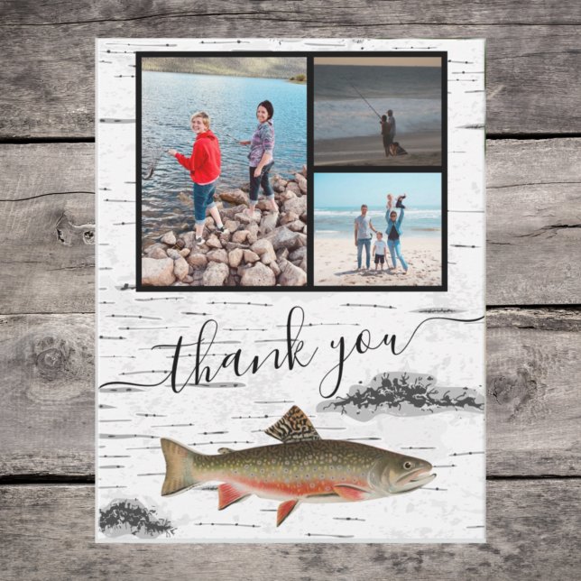 Fly Fishing Theme  3 photo collage  T Thank You Card (Creator Uploaded)