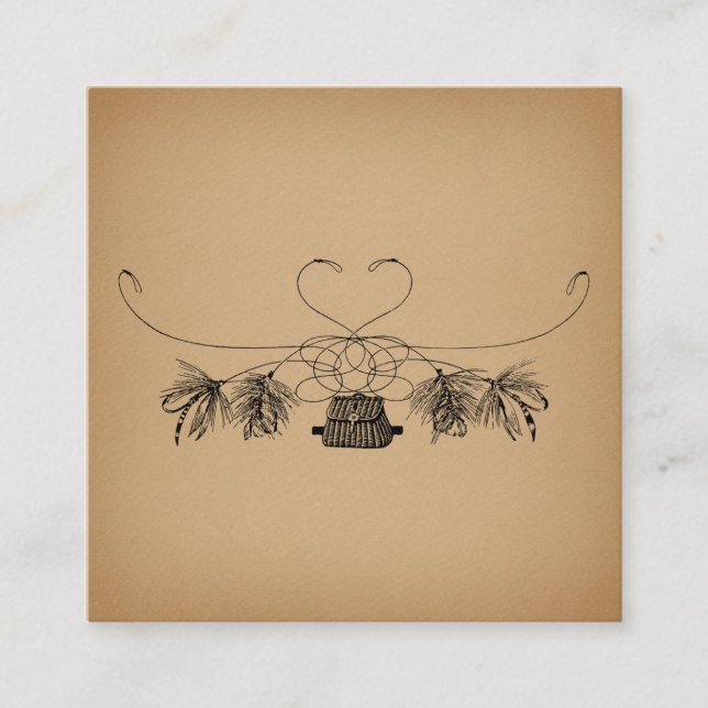 Fly Fishing Themed Vintage Art Enclosure Card (Front)