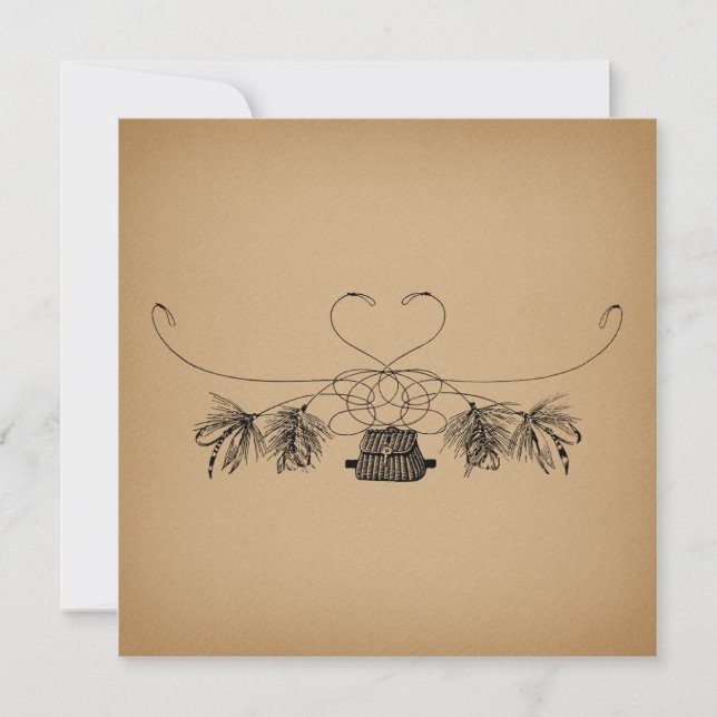 Fly Fishing Themed Vintage Art Invitation (Front)