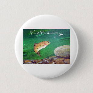 Fly Fishing Trout Salmon / Rainbow Trout Gift 6 Cm Round Badge