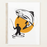 Fly Fishing Trout Sunset Silhouette Planner<br><div class="desc">Organize your upcoming fishing trips and daily tasks with this artistic fly fishing spiral planner. The cover features a professional graphic of a jumping trout and sunset silhouette, providing a daily dose of outdoor inspiration. With plenty of space for notes, hatch charts, and schedules, this durable planner is an essential...</div>