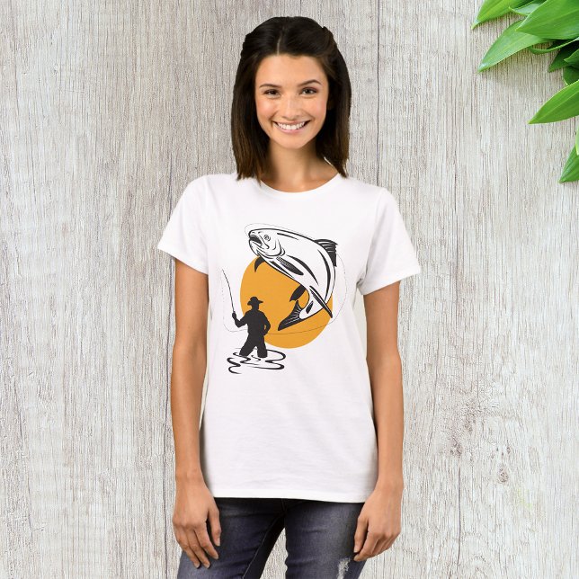 Fly Fishing Trout Sunset Silhouette T-Shirt (Creator Uploaded)
