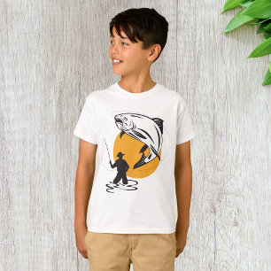 Fly Fishing Trout Sunset Silhouette T-Shirt