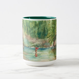 Fly fishing Two-Tone coffee mug