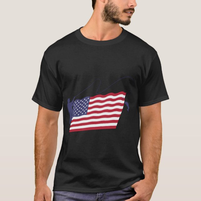 Fly Fishing US Flag T-Shirt (Front)