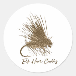 Fly Fishing Vintage Elk Hair Caddis Drawing Classic Round Sticker