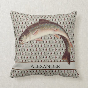 Fly Fishing Vintage Flies Rainbow Trout Cushion