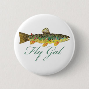 Fly Fishing Woman 6 Cm Round Badge