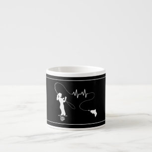 Fly Fishing Woman Heartbeat Espresso Cup