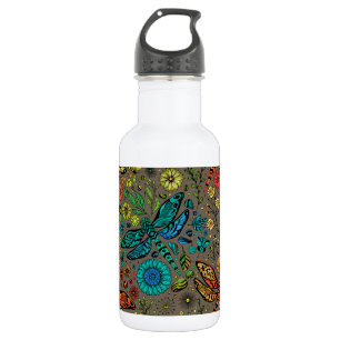 Fly, fly dragonfly on brown 532 ml water bottle