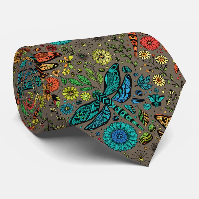 Fly, fly dragonfly on brown tie (Rolled)