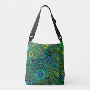 Fly, fly dragonfly on emerald green crossbody bag