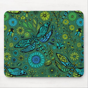 Fly, fly dragonfly on emerald green mouse pad