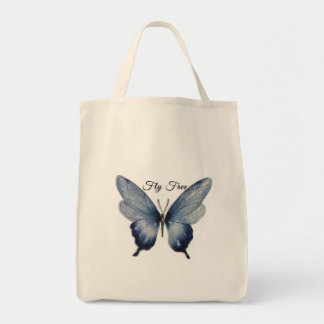 Fly Free – Blue Butterfly Art Design Tote Bag