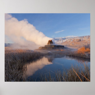 Fly Geyser with snow capped Granite Range 4 Poster