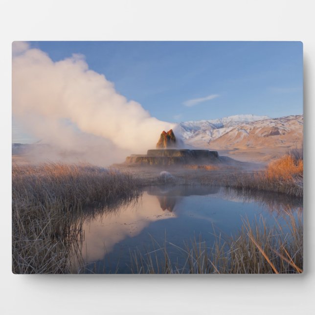 Fly Geyser with snow capped Granite Range Plaque (Front)