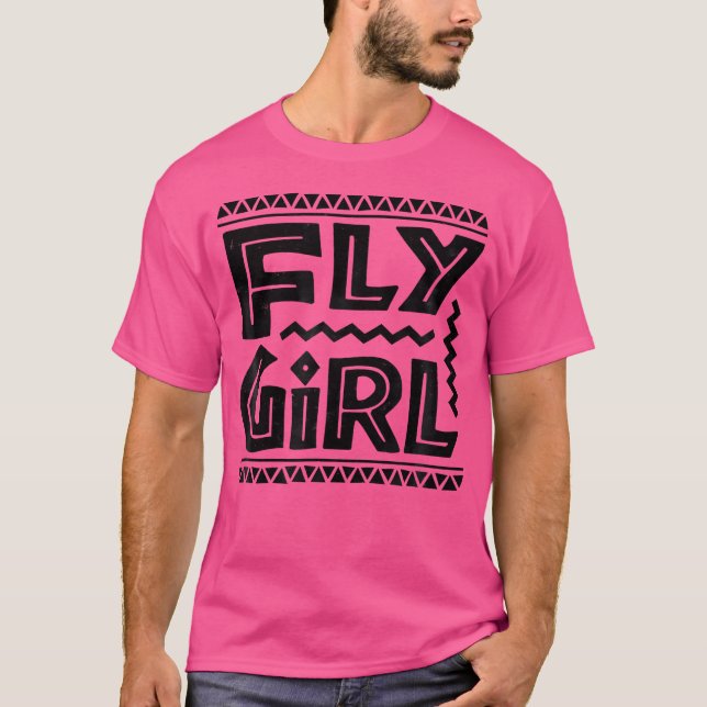 Fly Girl 80S 90S Old School Distressed B-Girl Hip  T-Shirt (Front)