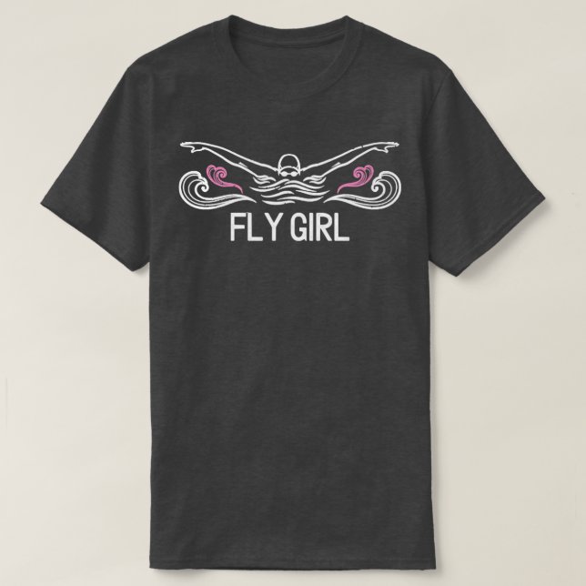 Fly Girl Hoodie Butterfly Swimming Funny Swim  T-Shirt (Design Front)