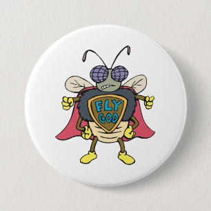 Fly God Superhero Fly Insect Character 7.5 Cm Round Badge