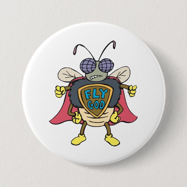 Fly God Superhero Fly Insect Character 7.5 Cm Round Badge (Front)