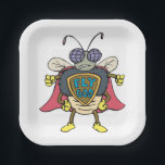 Fly God Superhero Fly Insect Character Paper Plate<br><div class="desc">Serve up your snacks on these Fly God paper plates for a truly heroic dining experience. These durable plates feature a central superhero insect character that adds a fun retro comic art vibe to any celebration. Ideal for pizza parties, picnics, or birthday events, the urban streetwear graphic design ensures your...</div>