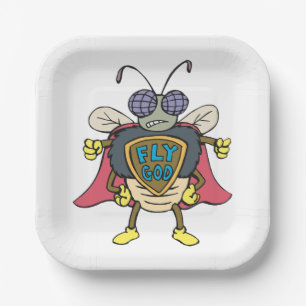 Fly God Superhero Fly Insect Character Paper Plate